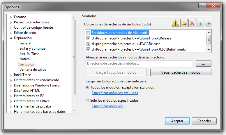 Depuración con VisualStudio 2010